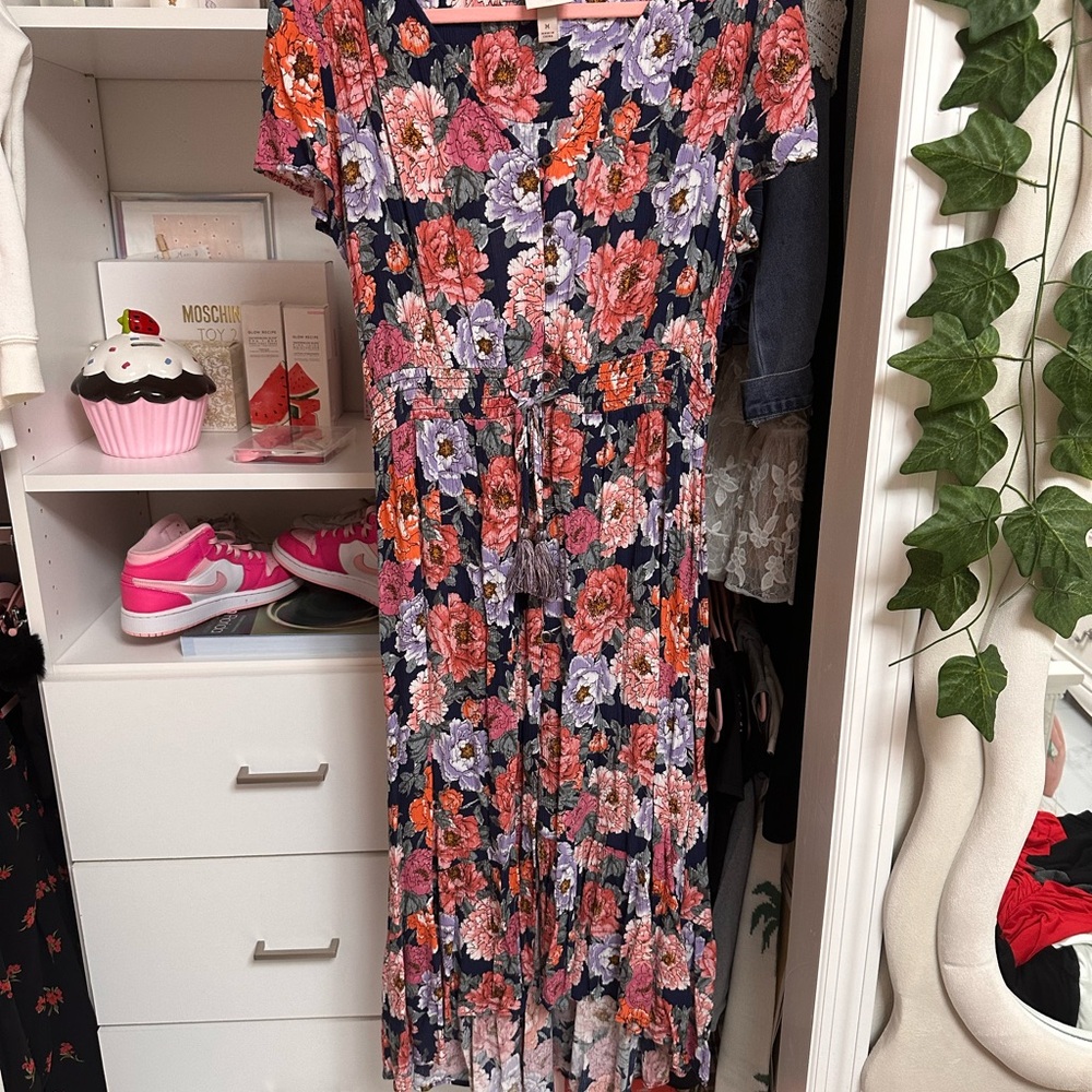 Knox Rose Flutter Sleeve Pink and Blue Maxi Sundress